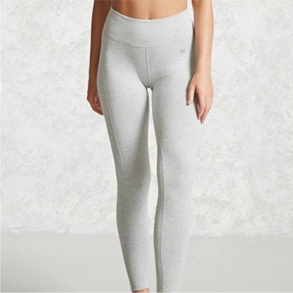 Forever 21 Active Stretch Ribbed High Waist heather gray leggings pants S